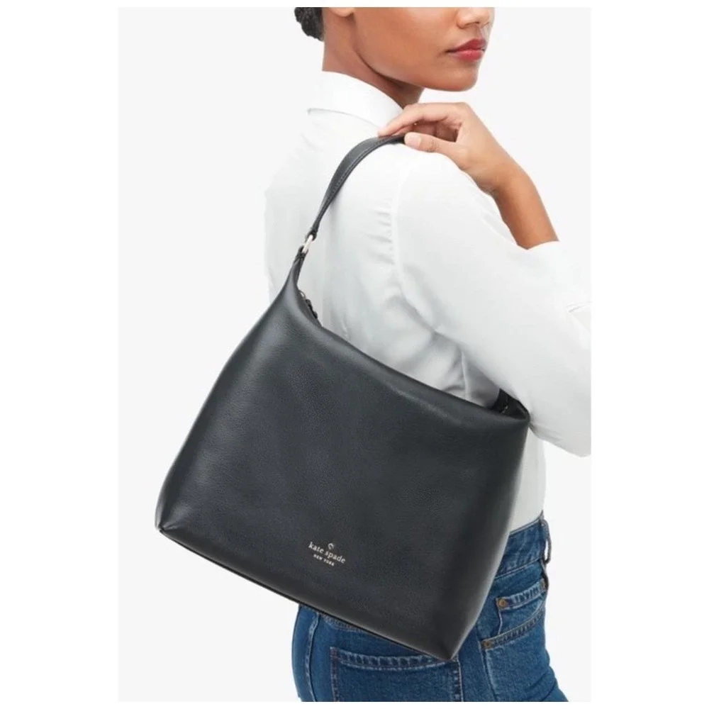 Kate Spade Black Leather Greene Street Kaia‎ Hobo Large Shoulder Bag Crossbody